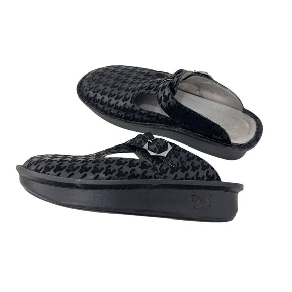 Alegria ALG-772 Womens SZ 39 Leather Mary Jane Slip On Clogs Houndstooth Pattern - Picture 4 of 12